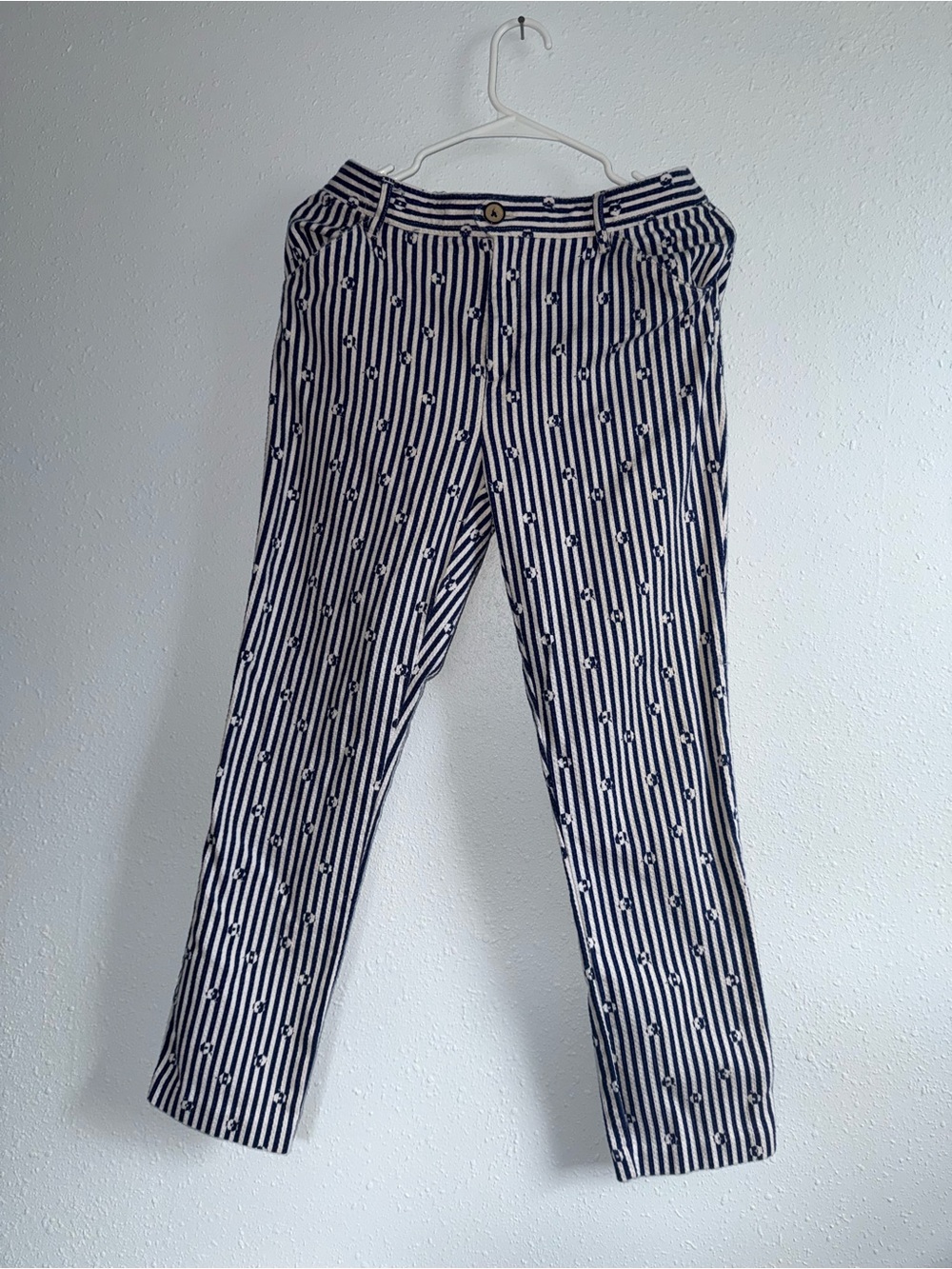 Anthropologie Navy and White Striped Men’s Chinos